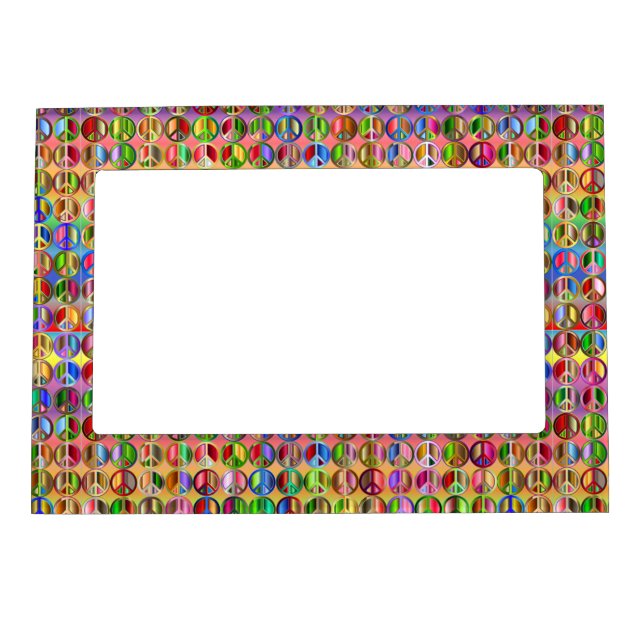 multi-colored peace symbols pattern magnetic frame (Front)