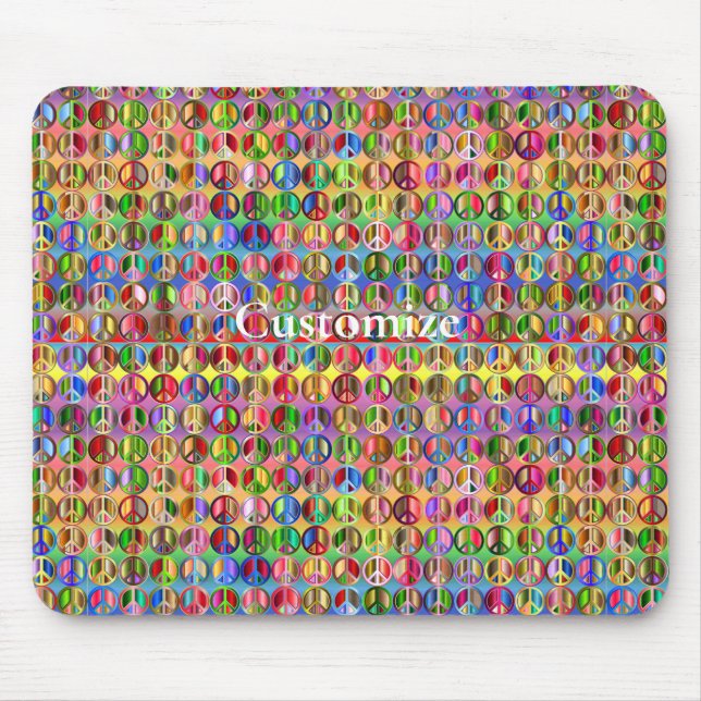 multi-colored peace symbols pattern mouse pad (Front)