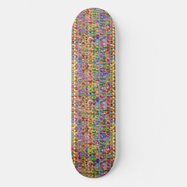 multi-colored peace symbols pattern skateboard (Front)
