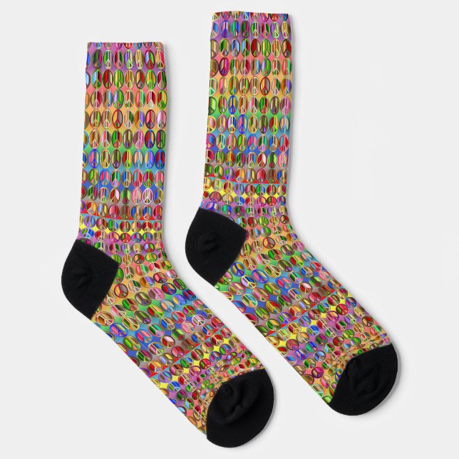 multi-colored peace symbols pattern socks (Right)