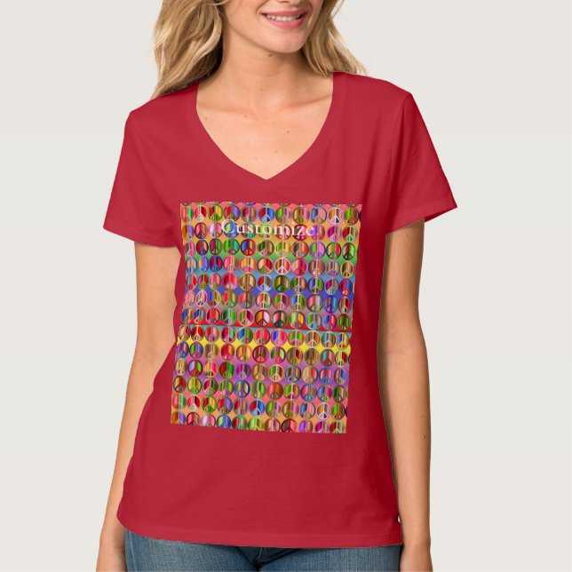 multi-colored peace symbols pattern T-Shirt (Front)