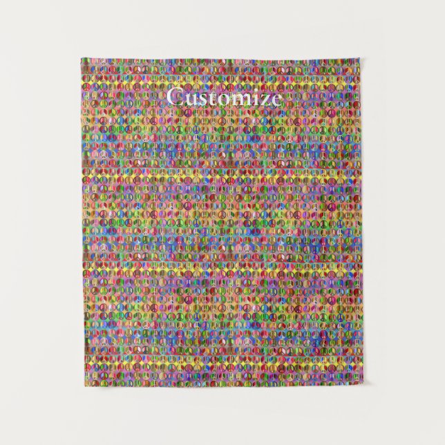 multi-colored peace symbols pattern tapestry (Front)