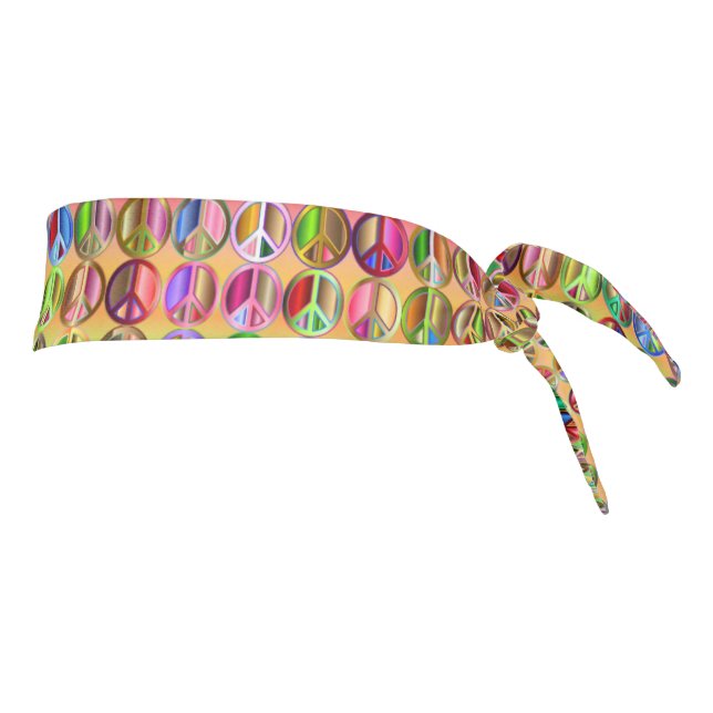 multi-colored peace symbols pattern tie headband (Rotate 90)