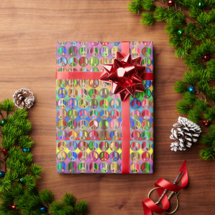 multi-colored peace symbols pattern wrapping paper
