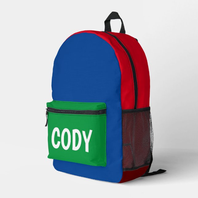 Multi-Colored Personalized  Printed Backpack (Back Corner Right)