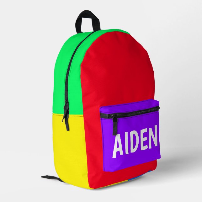 Multi-Colored Personalized  Printed Backpack (Back Corner Left)