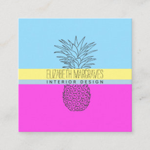 Multi Colored Pineapple Interior Designer Square Business Card