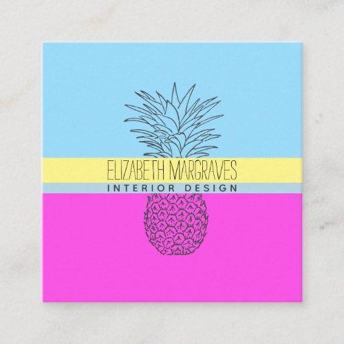 Multi Colored Pineapple Interior Designer Square Business Card