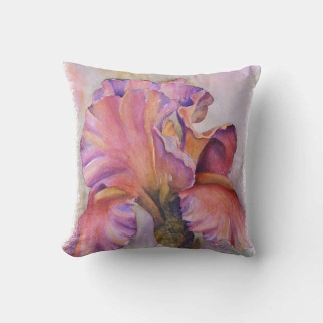 MULTI-COLORED PINK IRIS TOSS PILLOW (Front)