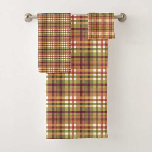 Multi_colored plaid pattern bath towel set