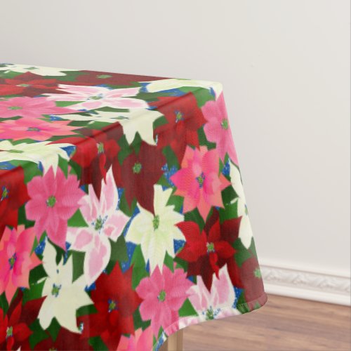 Multi Colored Poinsettia Christmas Tablecloth