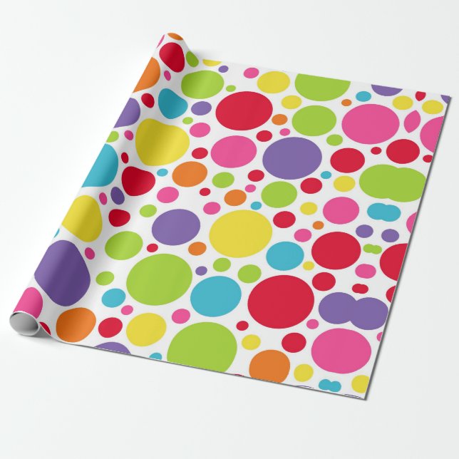 Multi Colored Polka Dot Wrapping Paper (Unrolled)