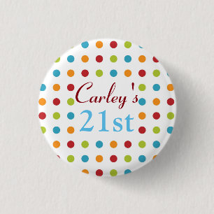 Multi-Colored Polka Dots Button