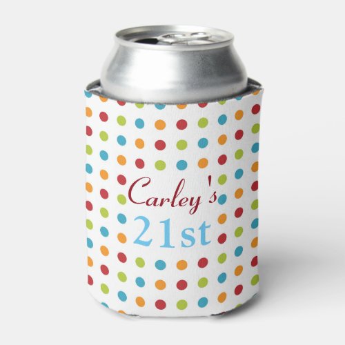 Multi_Colored Polka Dots Can Cooler