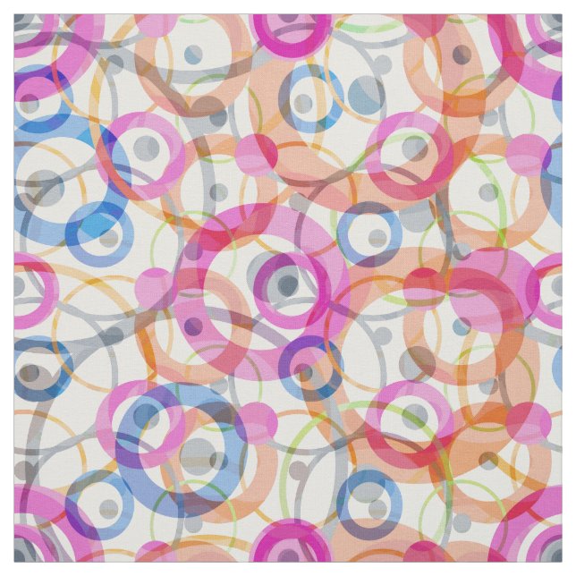 Multi-colored polka dots, circles on a white fabric (Swatch)