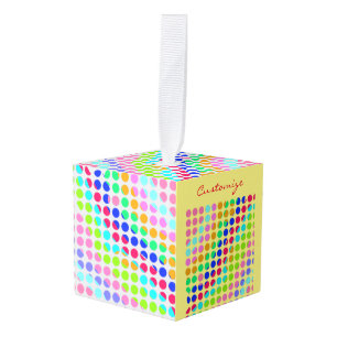 multi-colored polka dots cube ornament
