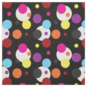Multi Colored Polka Dots On Black Fabric