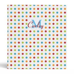 Multi-Colored Polka Dots Personalised 3 Ring Binder