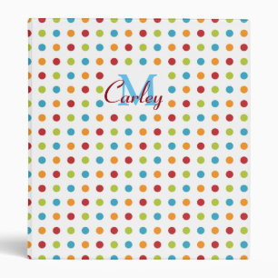 Multi-Colored Polka Dots Personalised 3 Ring Binder