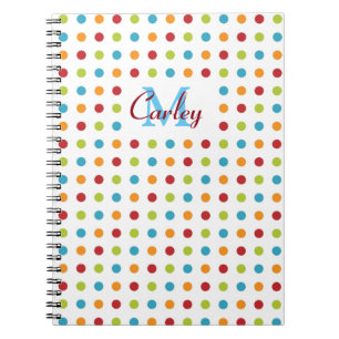 Multi-Colored Polka Dots Personalised Notebook