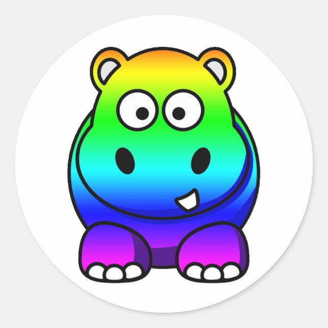 Multi Colored , Rainbow Hippo Classic Round Sticker (Front)