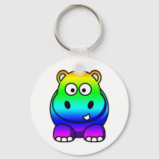 Multi Colored , Rainbow Hippo Keychain