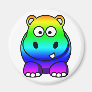 Multi Colored , Rainbow Hippo Magnet