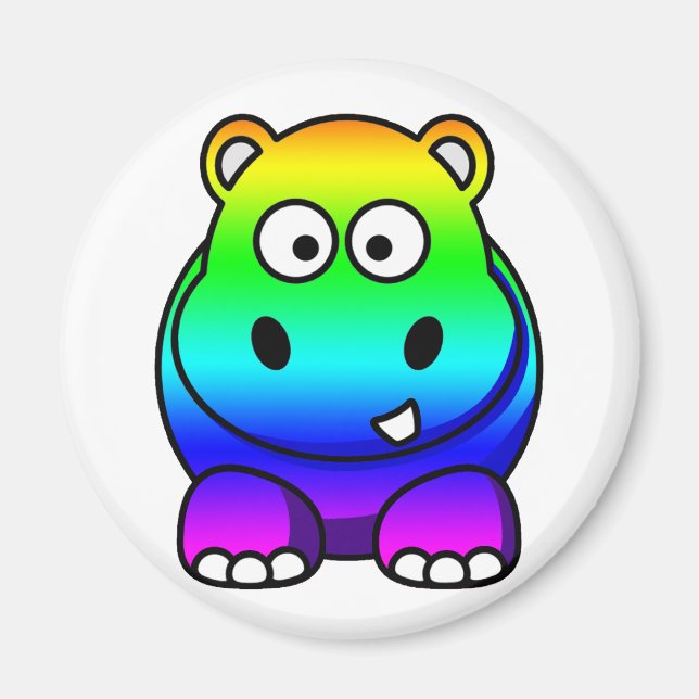 Multi Colored , Rainbow Hippo Magnet (Front)