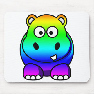 Multi Colored , Rainbow Hippo Mouse Pad