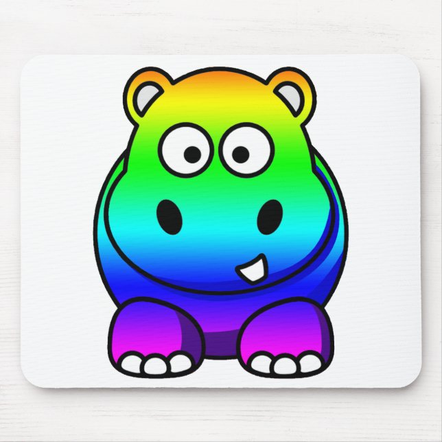Multi Colored , Rainbow Hippo Mouse Pad (Front)