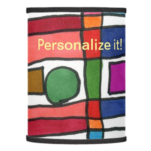 Multi_colored rectangles squares circle accent lamp shade