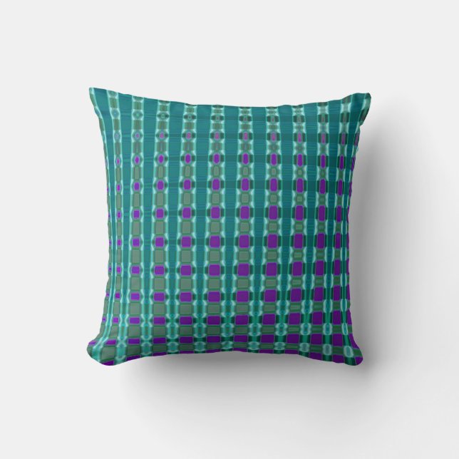 Multi-colored Retro Pattern Throw Pillow (Front)