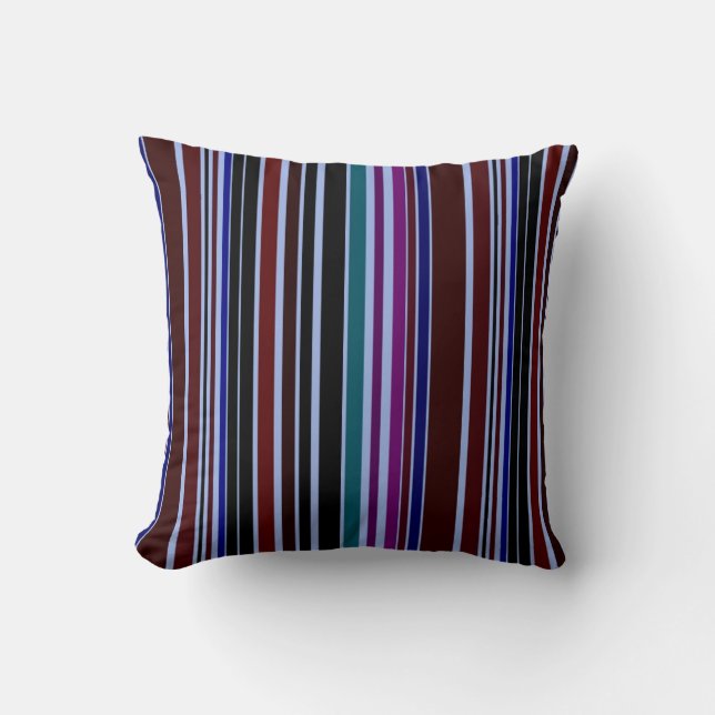 Multi Colored Retro Stripes Art Design Abstract Throw Pillow (Front)