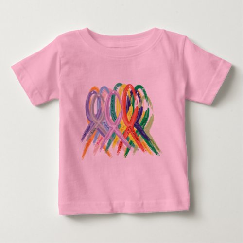 Multi_Colored Ribbons for Awareness Baby T_Shirt