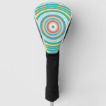 [ Thumbnail: Multi-Colored Ring/Circle Pattern Golf Head Cover ]