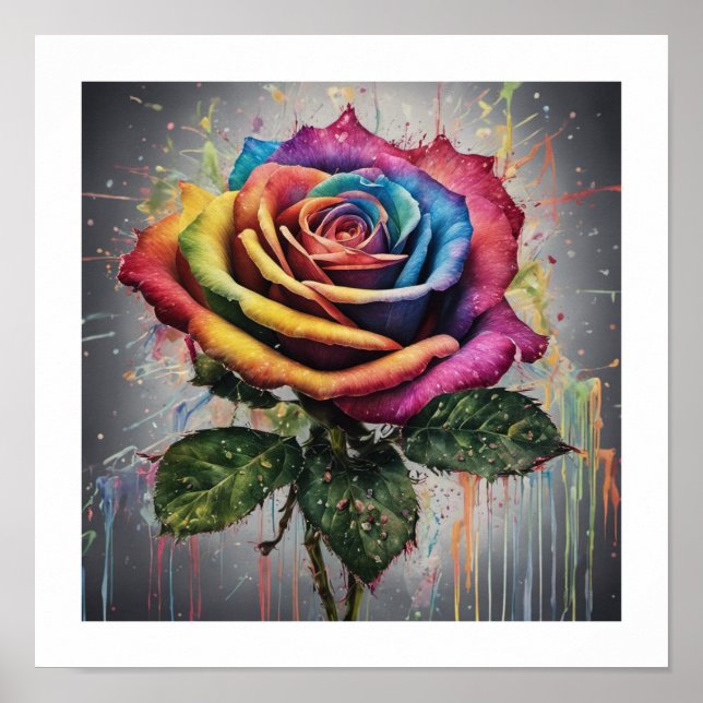 Multi-colored Rose Poster (Front)