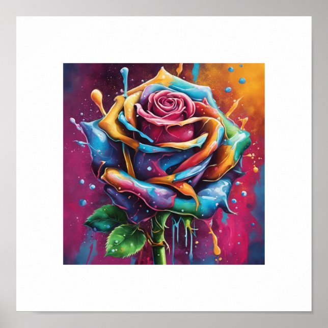 Multi-Colored Rose Poster (Front)