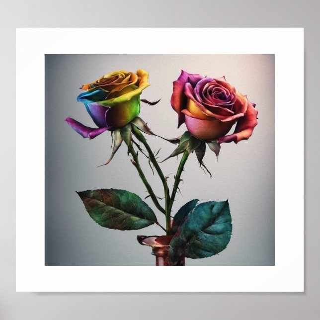 Multi-Colored Rose Poster (Front)