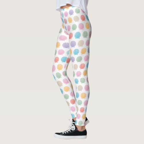 Multi_colored Scallop Clam Seashell Leggings