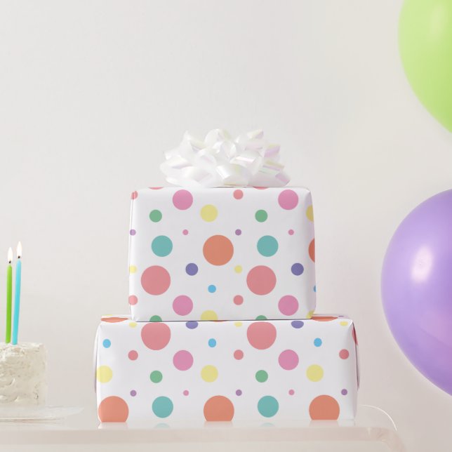 Multi-Colored Scattered Polka Dot Wrapping Paper (Party Gifts)