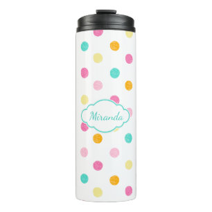 Multi Colored Scribble Dots with Monogram Thermal Tumbler