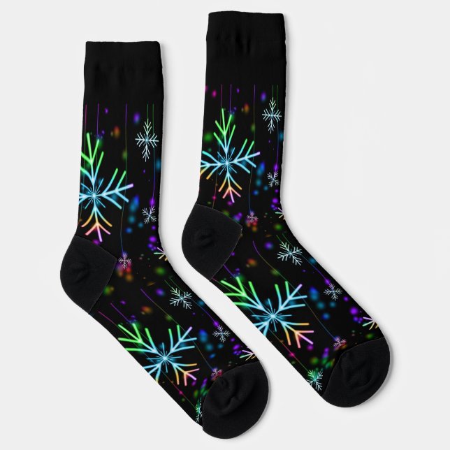 Multi-Colored Snowflakes Premium Crew Sock (Right)