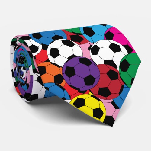 Multi Colored Soccer Ball Collage _ One Side Neck Tie