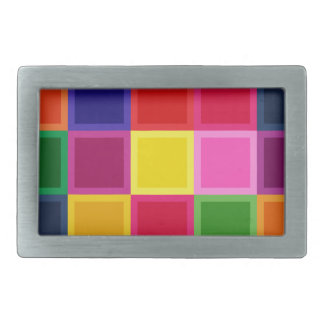 Multi Colored Squares and Stripes Girly Belt Buckle
