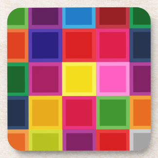 Multi Colored Squares and Stripes Girly Coaster