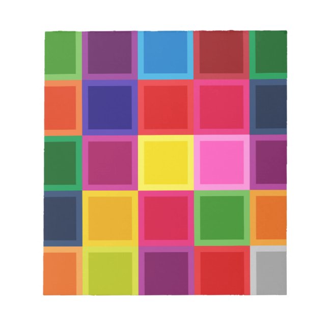 Multi Colored Squares and Stripes Girly Notepad (Front)