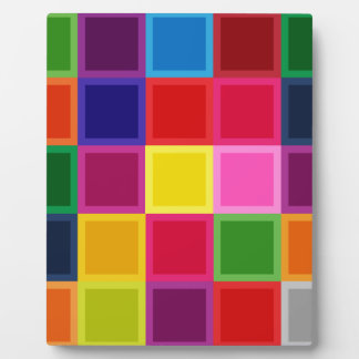 Multi Colored Squares and Stripes Girly Plaque