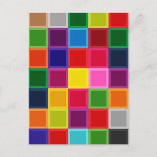 Multi Colored Squares and Stripes Girly Postcard