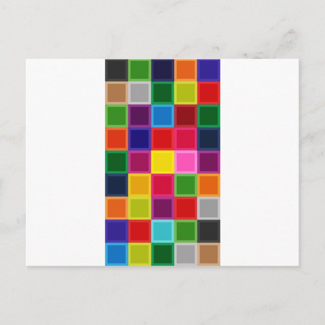 Multi Colored Squares and Stripes Girly Postcard (Front)