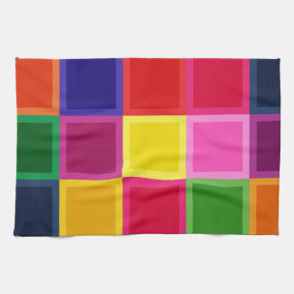 Multi Colored Squares and Stripes Girly Towel
